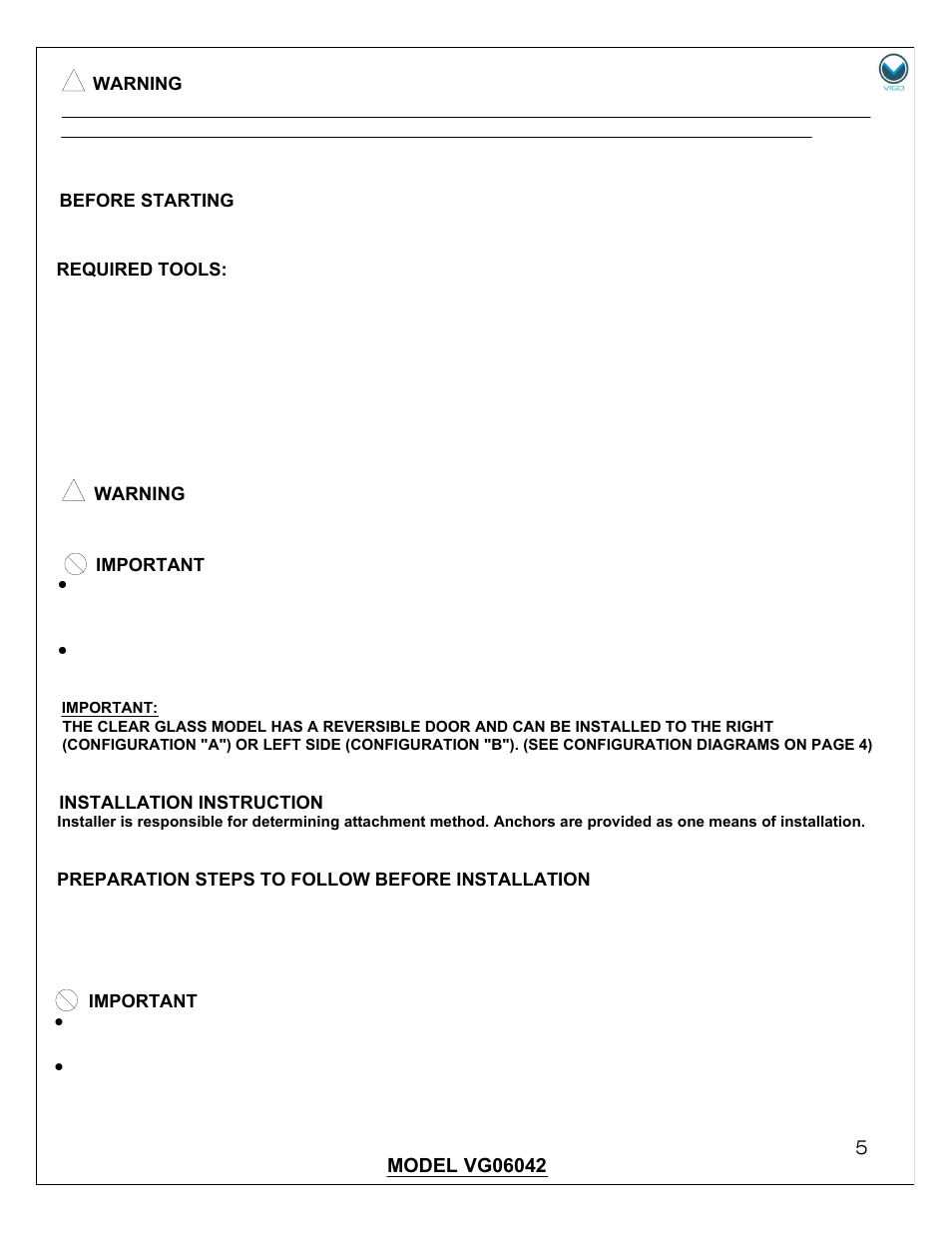 Vigo Vg06042b User Manual Page 5 12