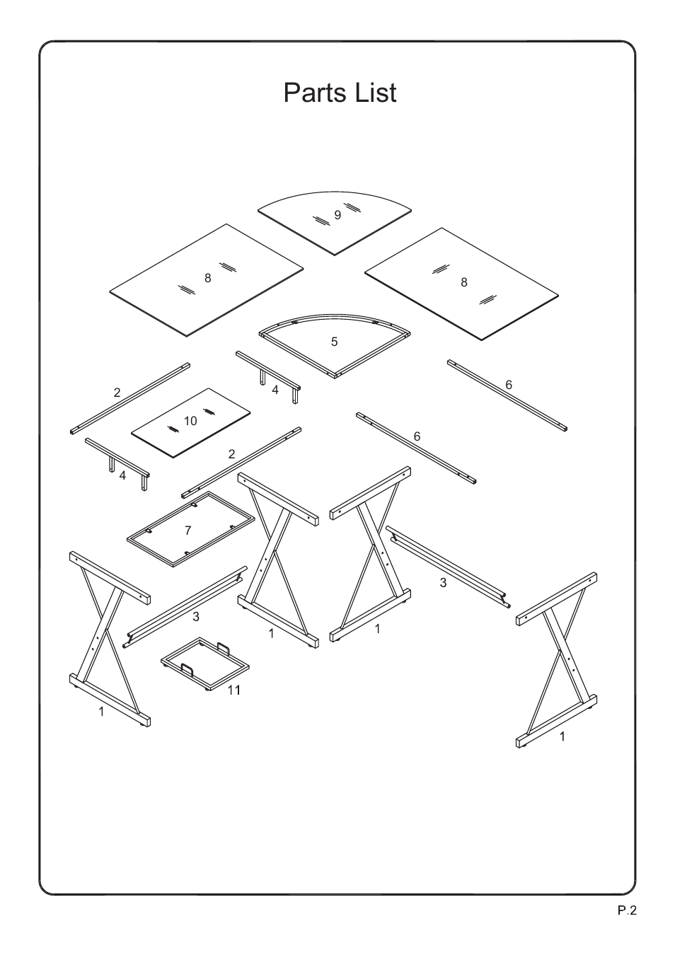 Parts list | Walker Edison Furniture D51B29 Soreno L-Shaped Computer
