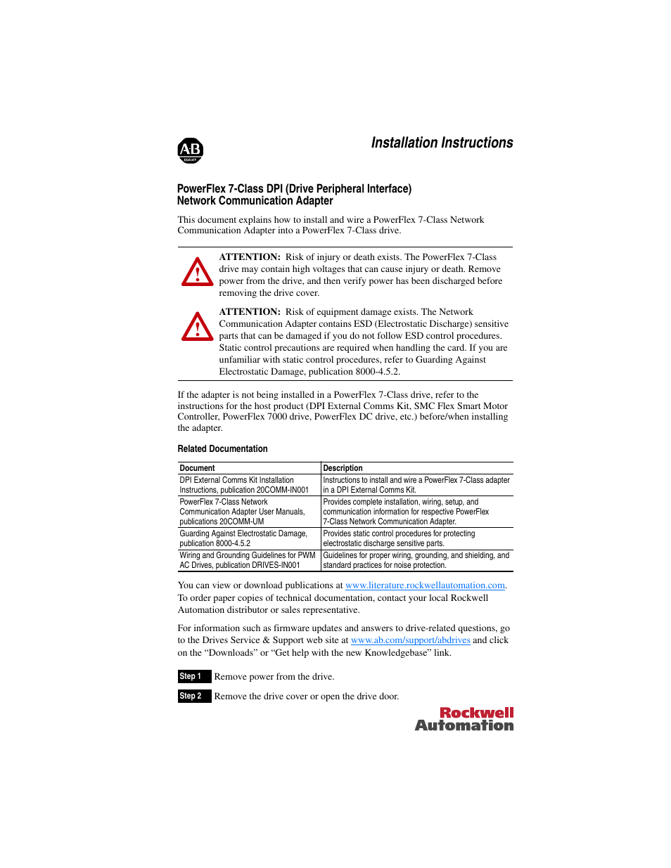 Rockwell Automation 20-COMM PowerFlex 7-Class DPI (Drive Peripheral