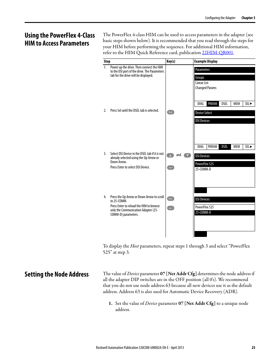 Setting the node address | Rockwell Automation 25-COMM-D ... powerflex 40 ethernet wiring diagram 