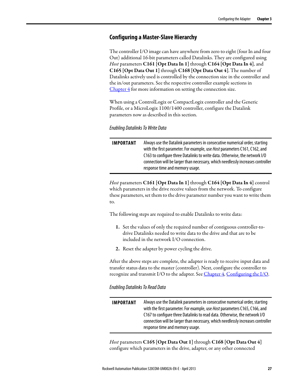 Configuring a master-slave hierarchy | Rockwell Automation 25-COMM-D