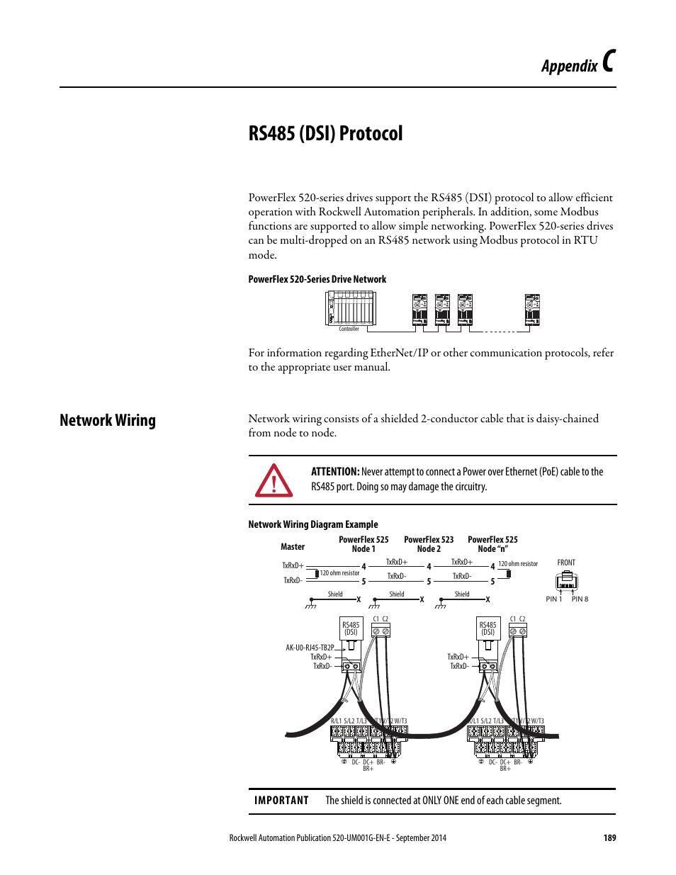 Rs485 (dsi) protocol, Network wiring, Appendix c ... powerflex 70 wiring diagram 