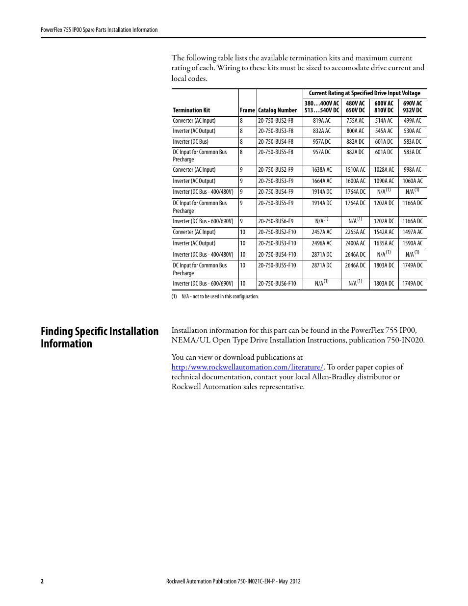 Finding specific installation information | Rockwell Automation 20G