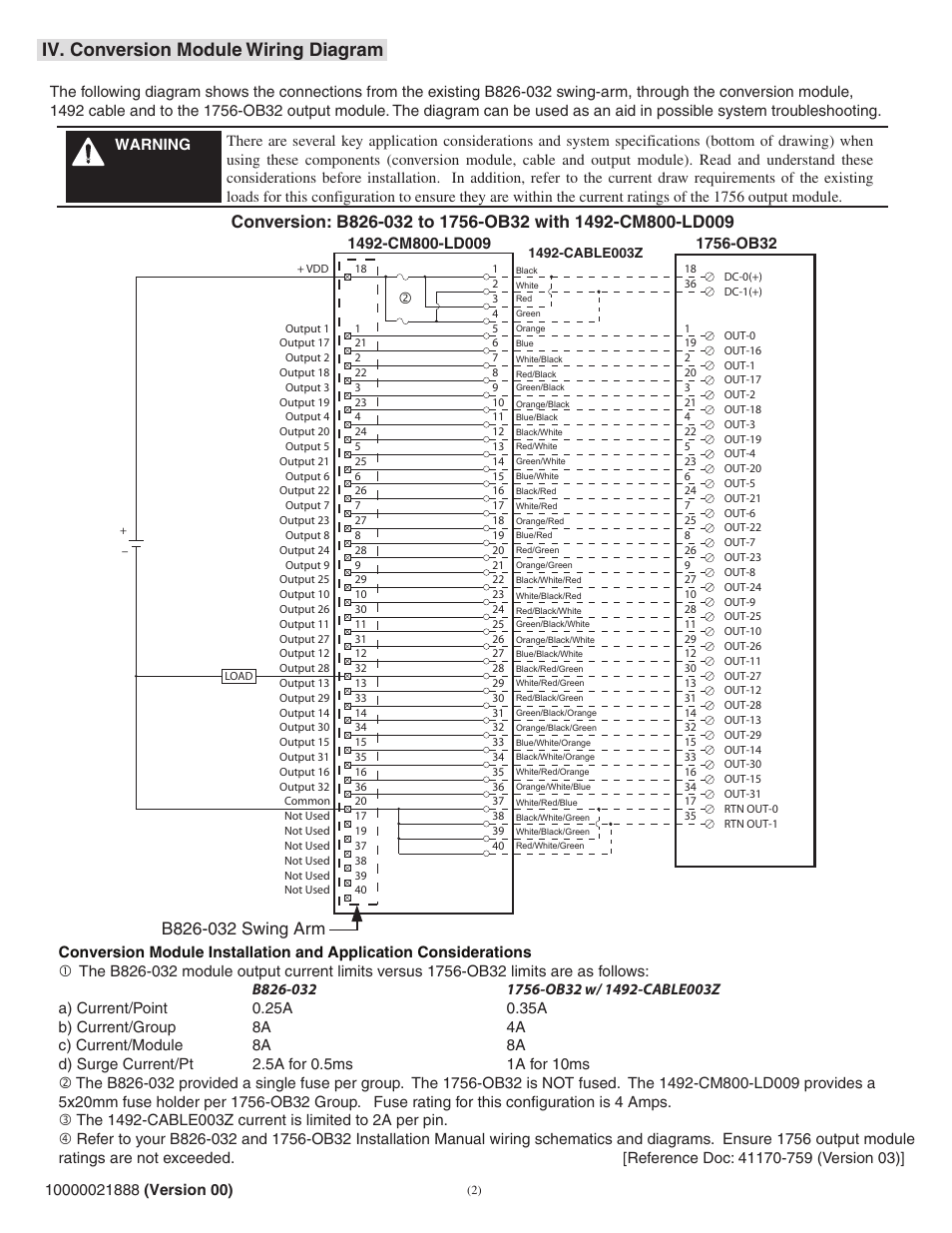 Iv. conversion module wiring diagram | Rockwell Automation 1492-CM800-LD009 Field Wire