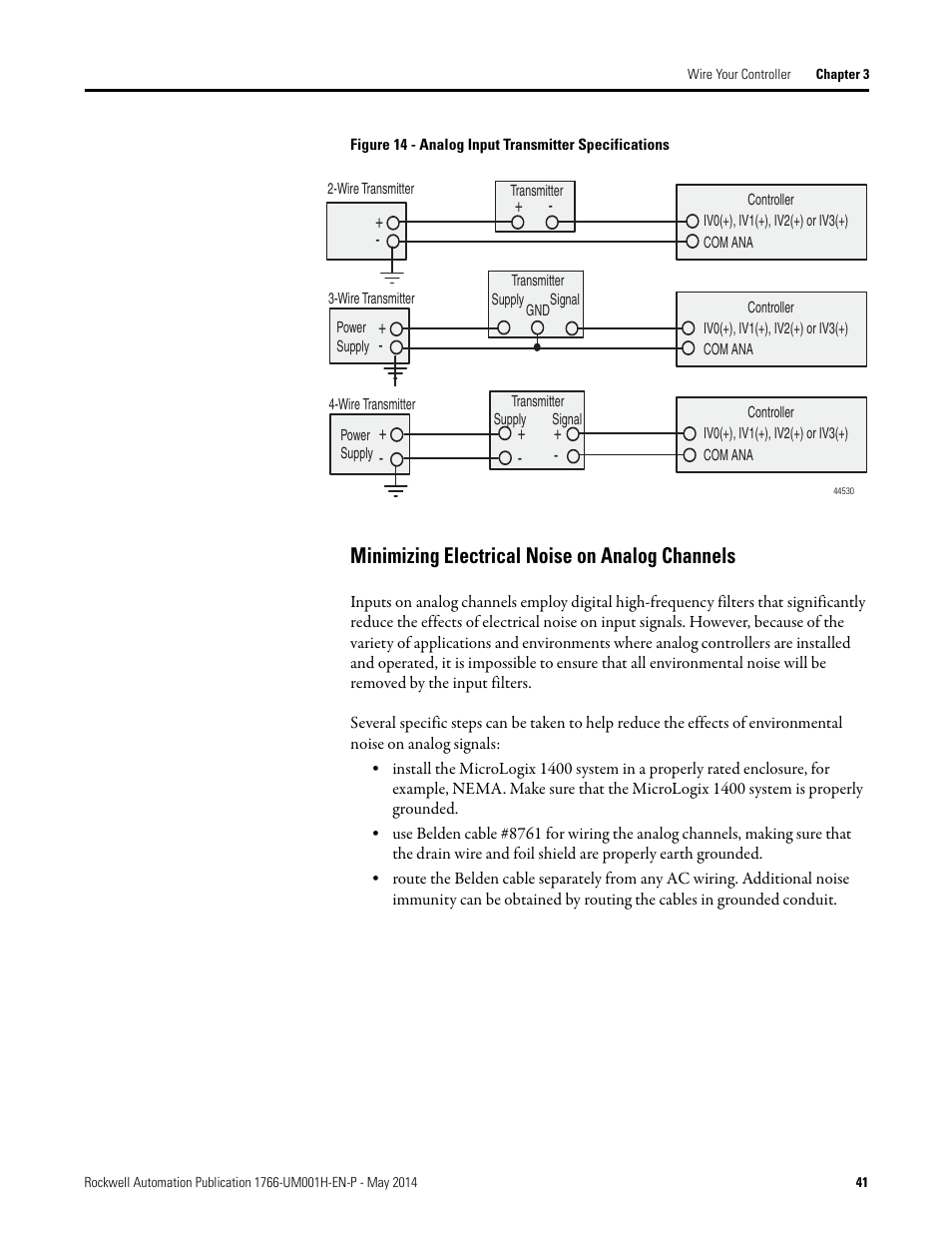 Minimizing electrical noise on analog channels | Rockwell Automation