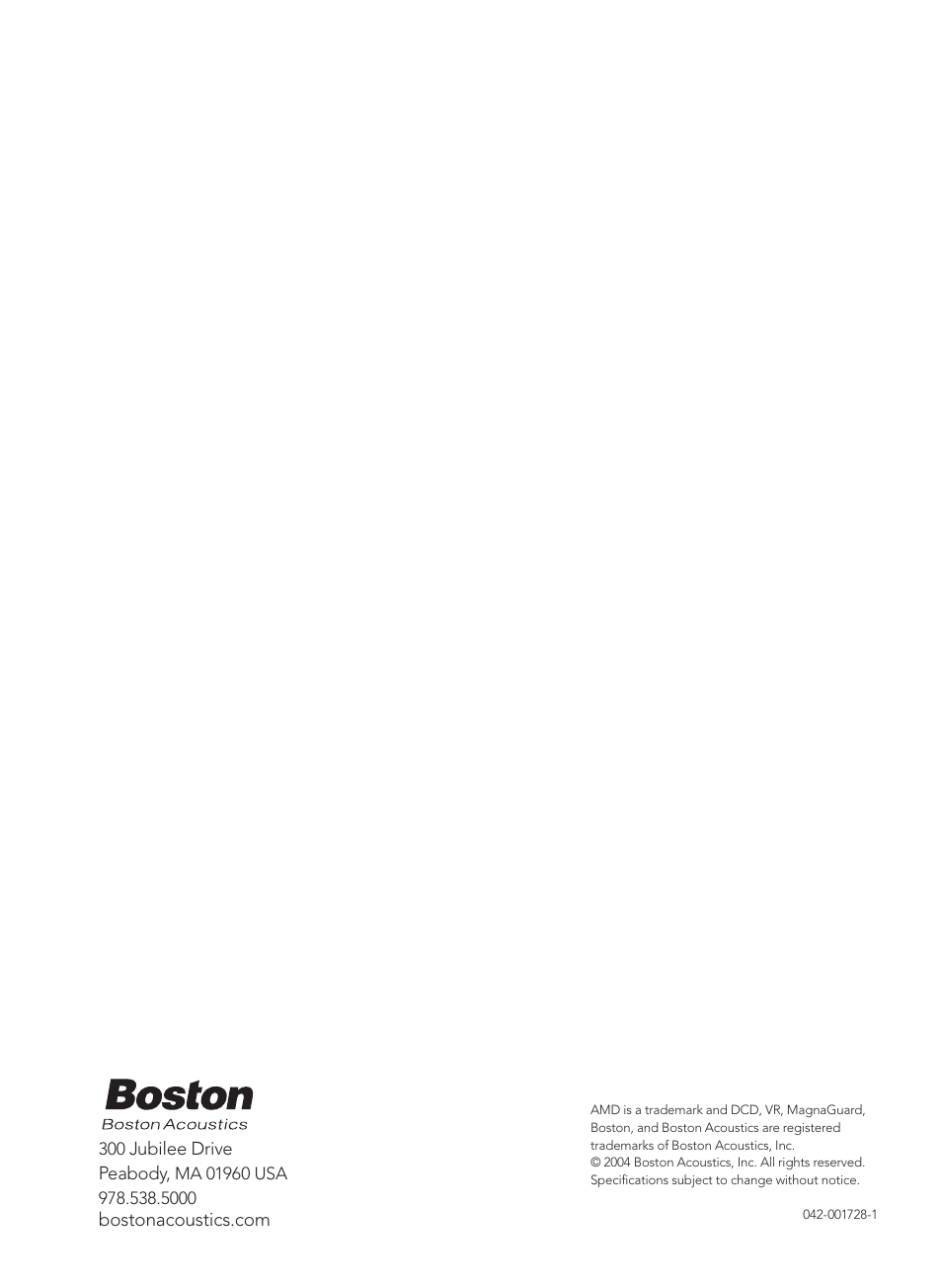 Boston Acoustics VRC User Manual | Page 8 / 8 | Also for: VRB, VR1, VR 2
