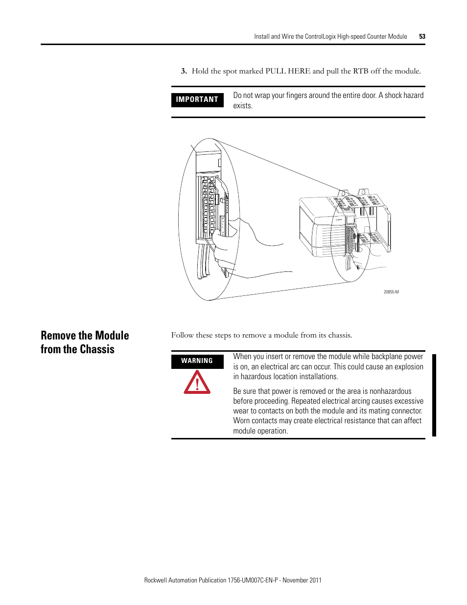 Remove the module from the chassis | Rockwell Automation 1756-HSC
