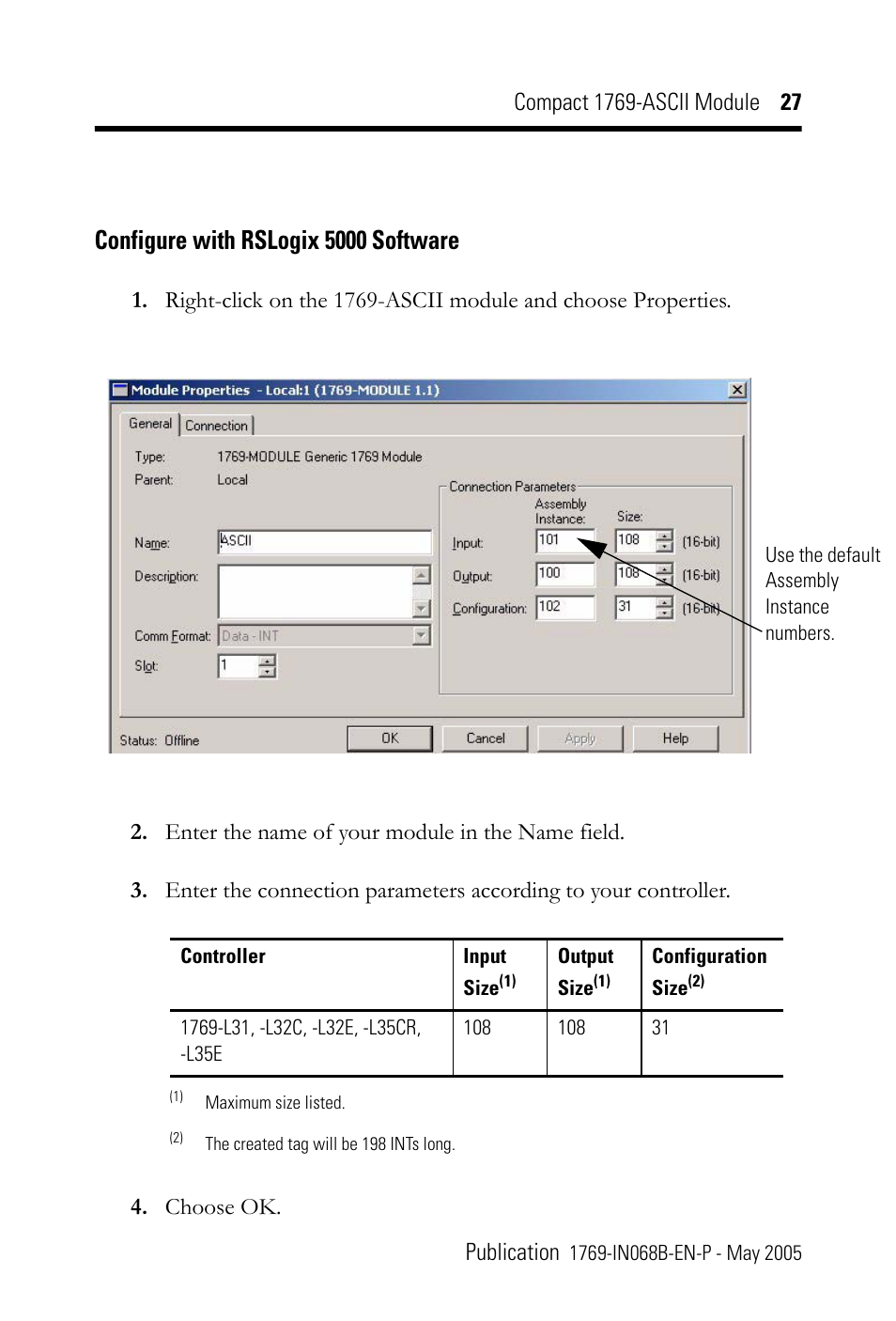 Configure with rslogix 5000 software | Rockwell Automation 1769-ASCII
