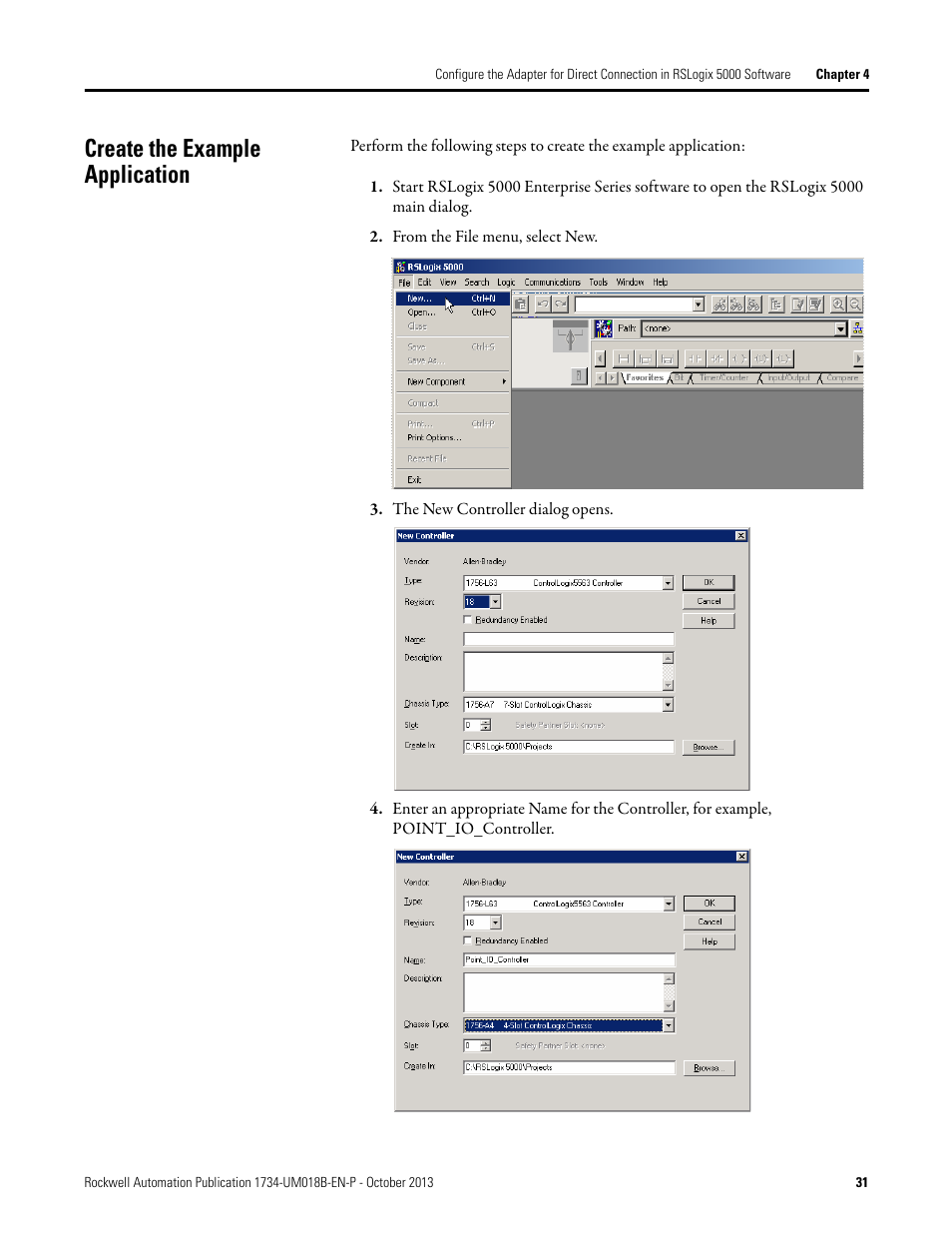 Create the example application | Rockwell Automation 1734-AENT, Series