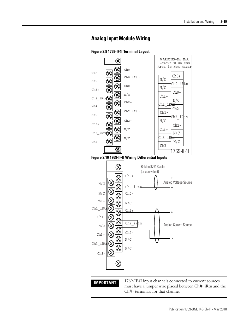Analog input module wiring, Analog input module wiring 18