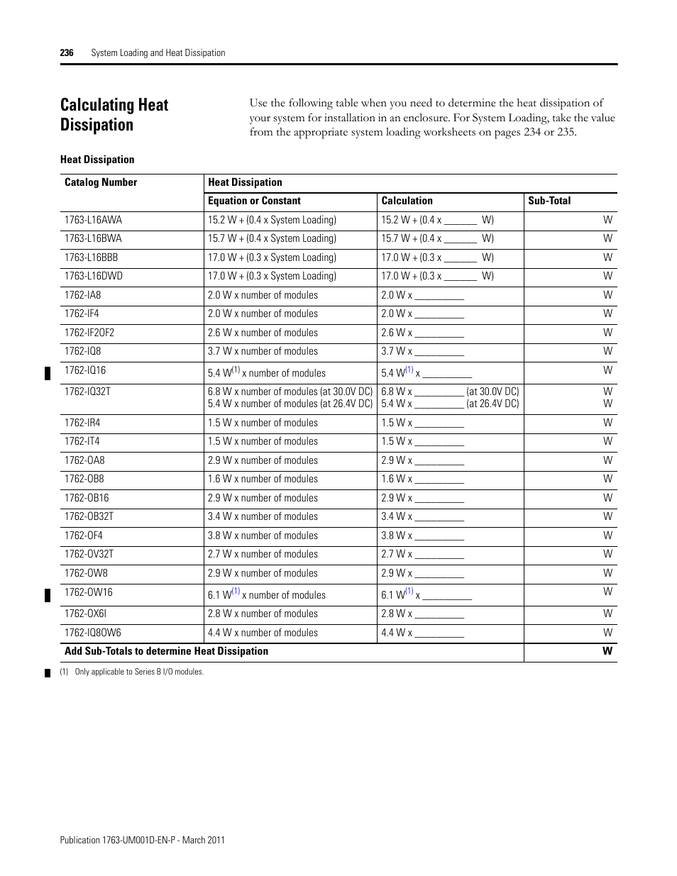 Calculating Heat Dissipation Rockwell Automation 1763