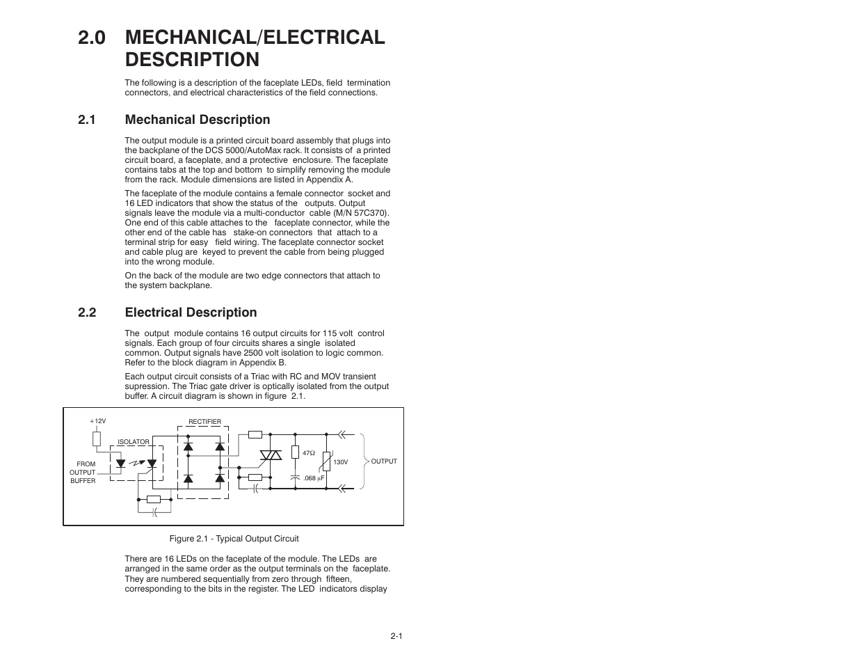 0 mechanical/electrical description, 1 mechanical description, 2