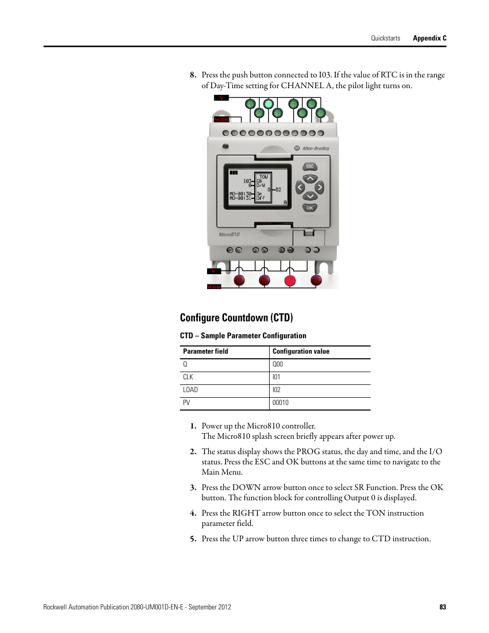 Configure countdown (ctd) | Rockwell Automation 2080-LC10-12DWD