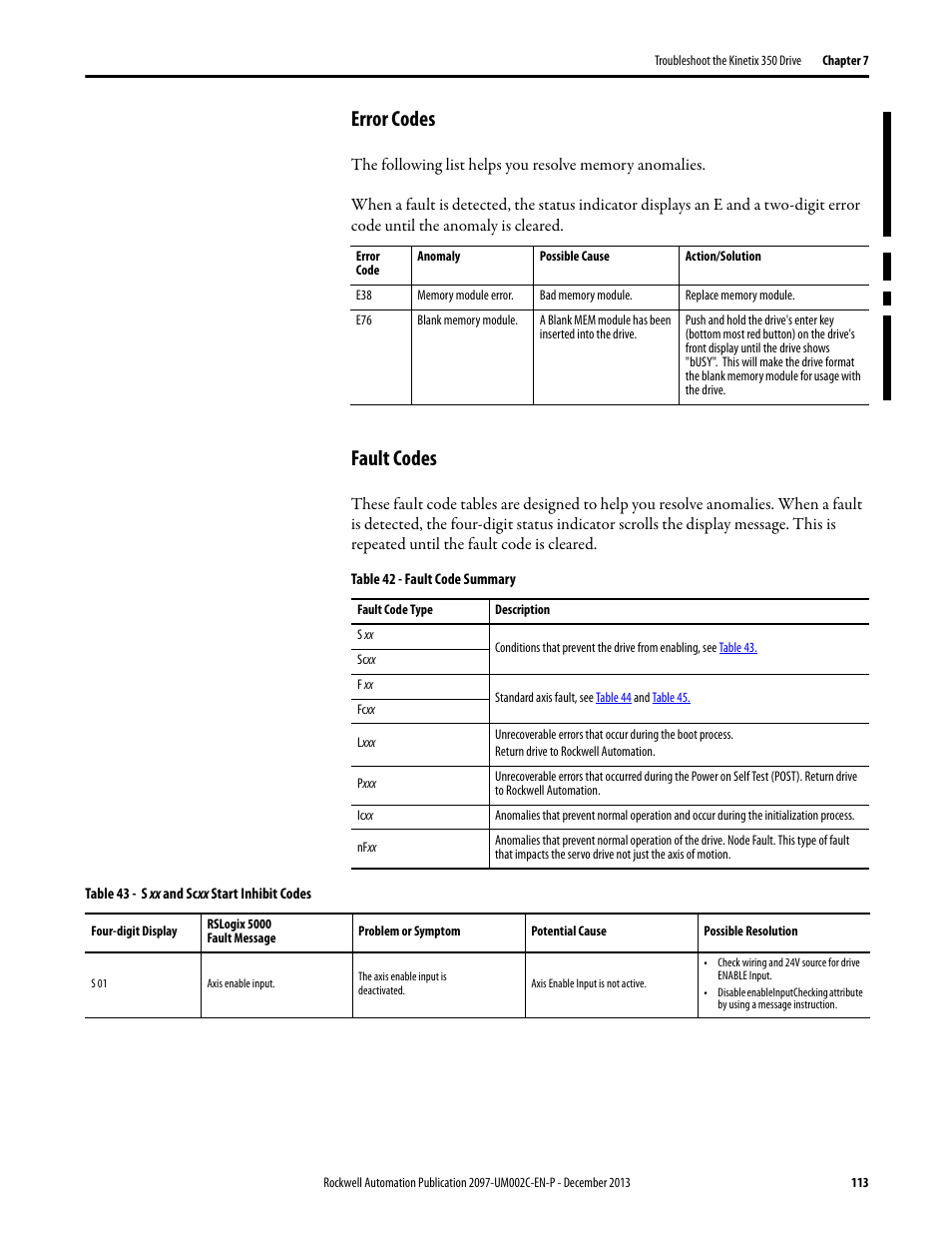 Error codes, Fault codes, Error codes fault codes | Rockwell Automation