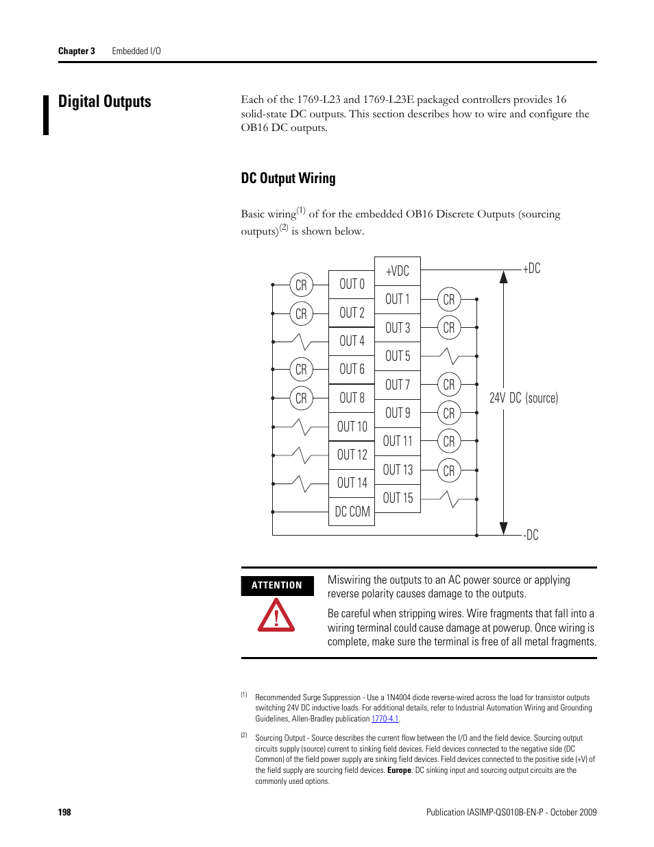 Digital outputs, Dc output wiring | Rockwell Automation 1769-L23E-QB1B