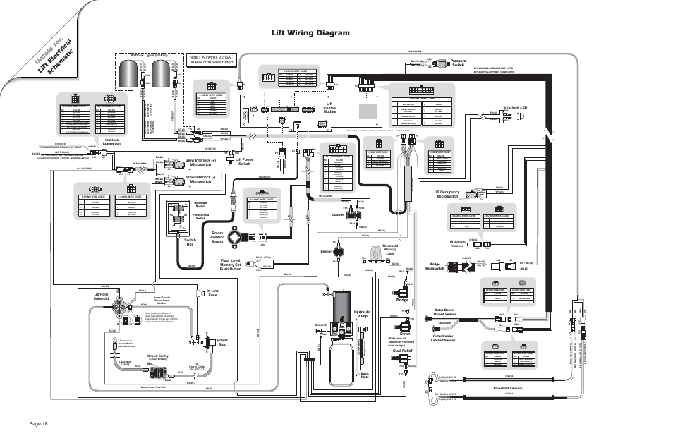 Lift wiring diagram, Unfold for: lift electrical schematic, Page 18