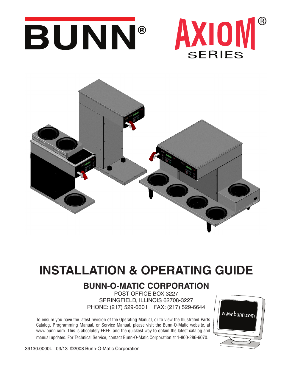 Bunn Axiom 39130.0000J User Manual | 11 pages