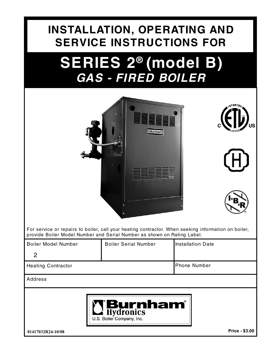 Burnham Series 2B User Manual | 52 pages