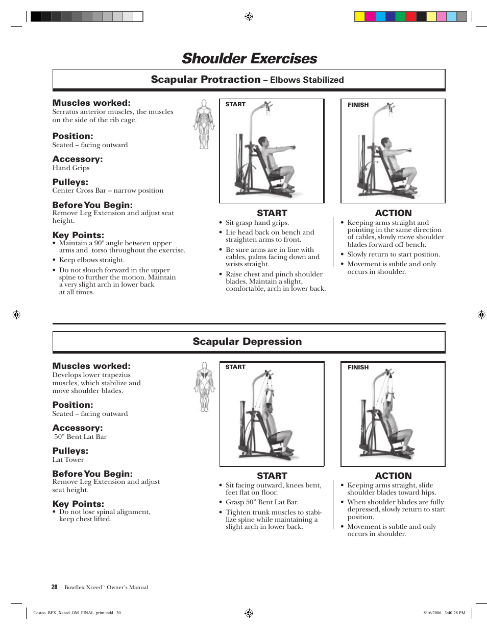 Bowflex Xceed Exercise Chart