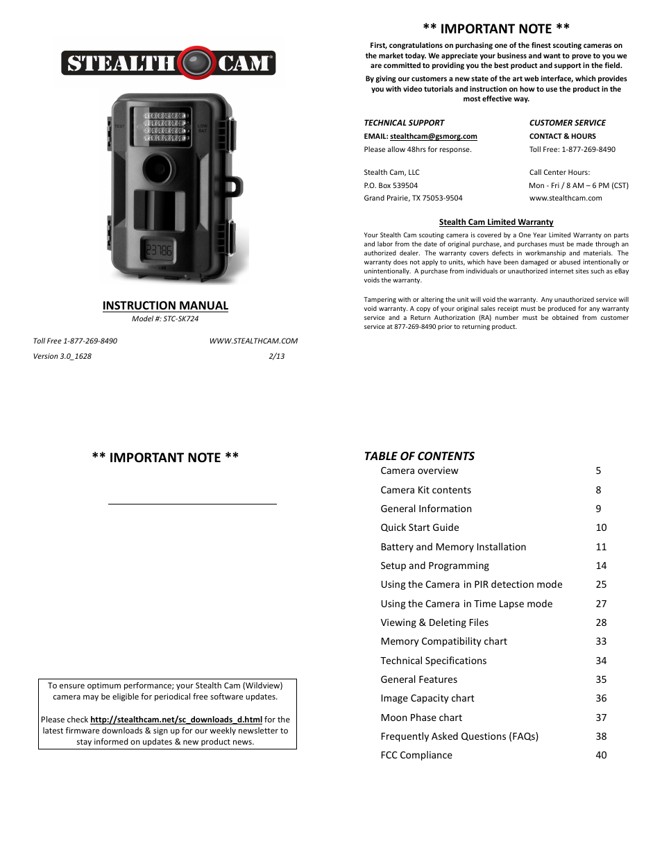 Stealth Cam STC-SK724 Skout 7 User Manual | 10 pages