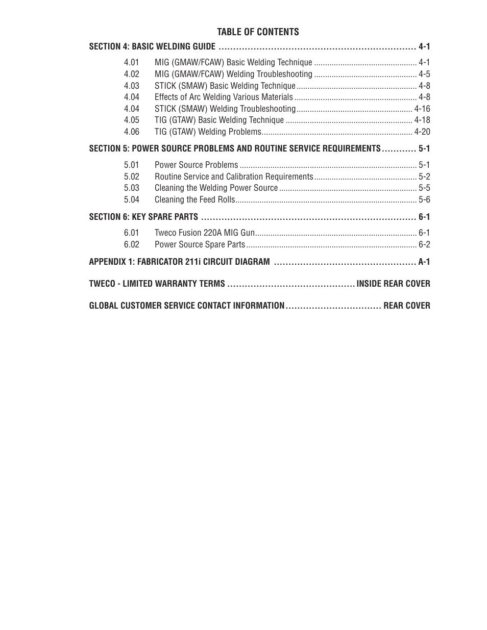 Tweco 211i Fabricator User Manual | Page 5 / 96 | Also for: 211i