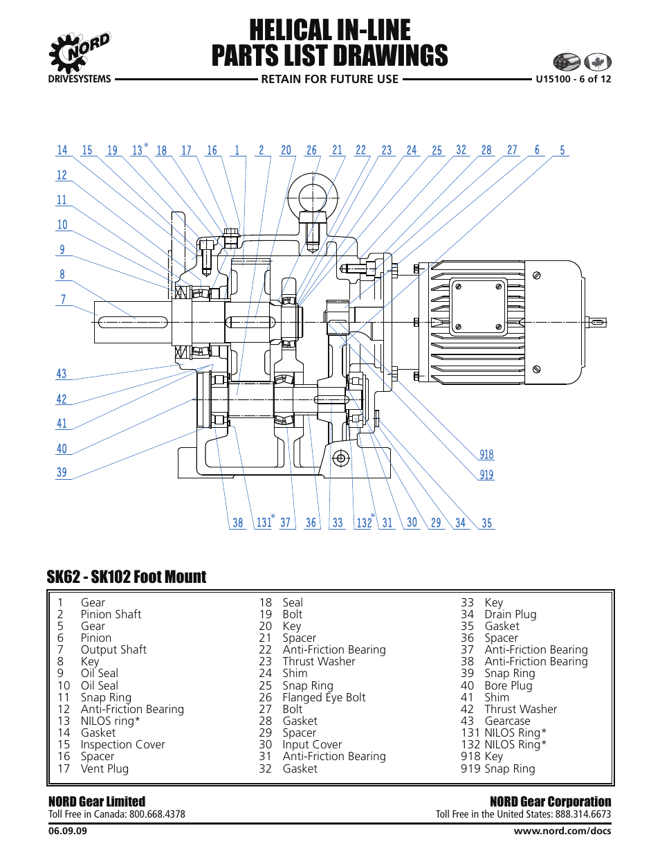 Helical in-line parts list drawings | Viking Pump NORD TSM For Helical