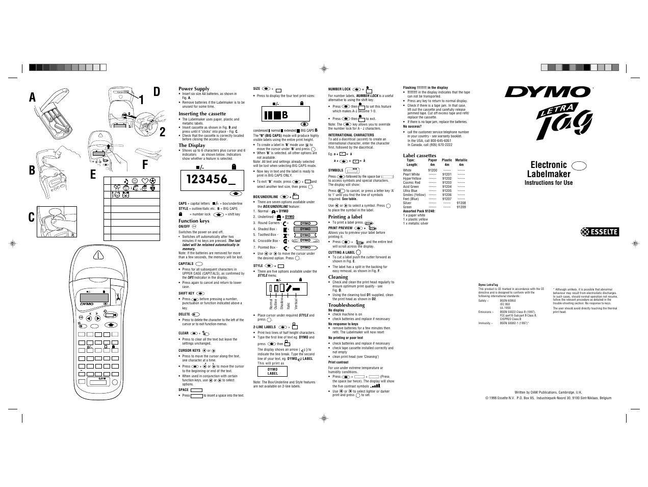 Dymo LetraTag 2000 User Manual | 1 page | Original mode