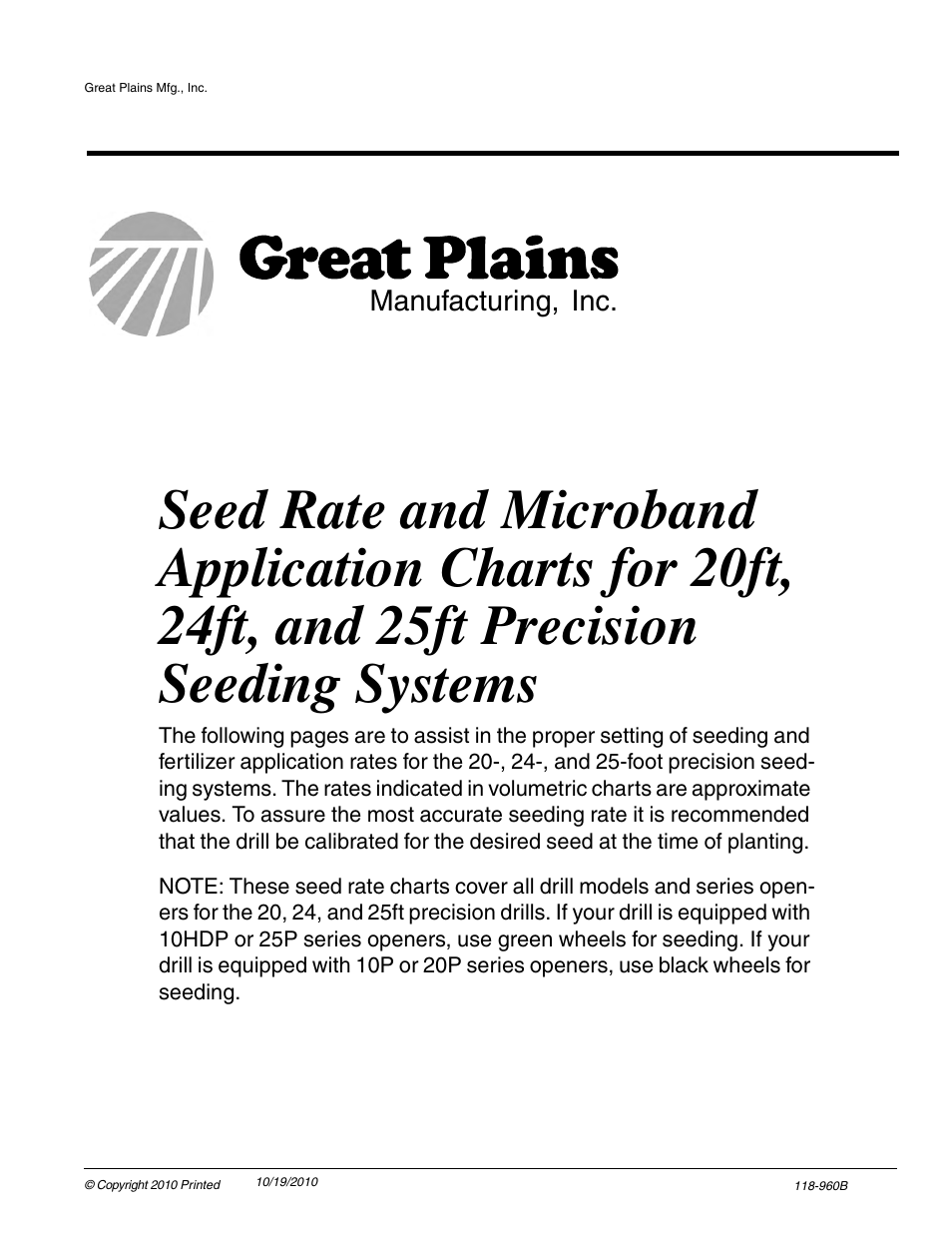 Great Plains Drill Seed Chart
