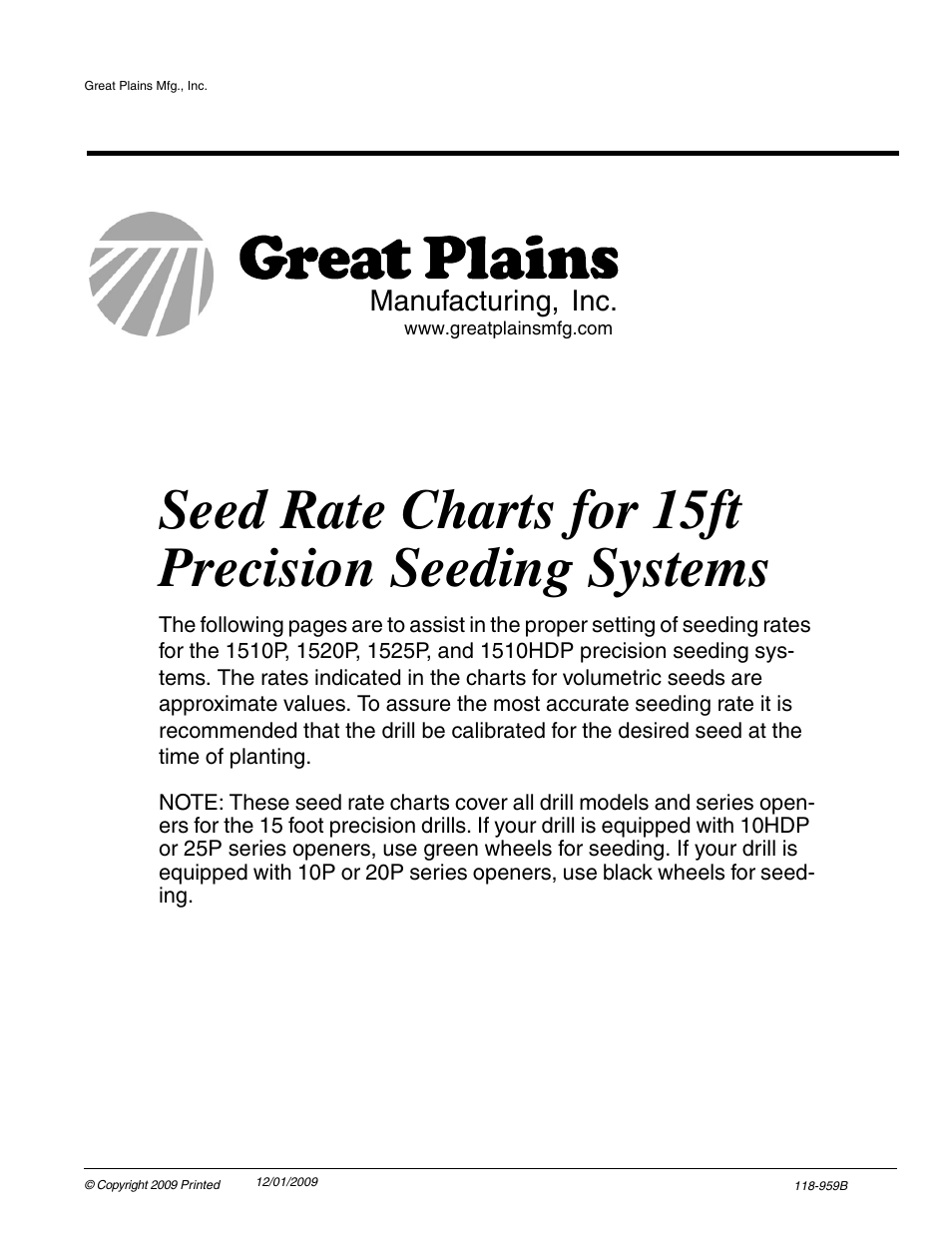 Great Plains Drill Seed Chart