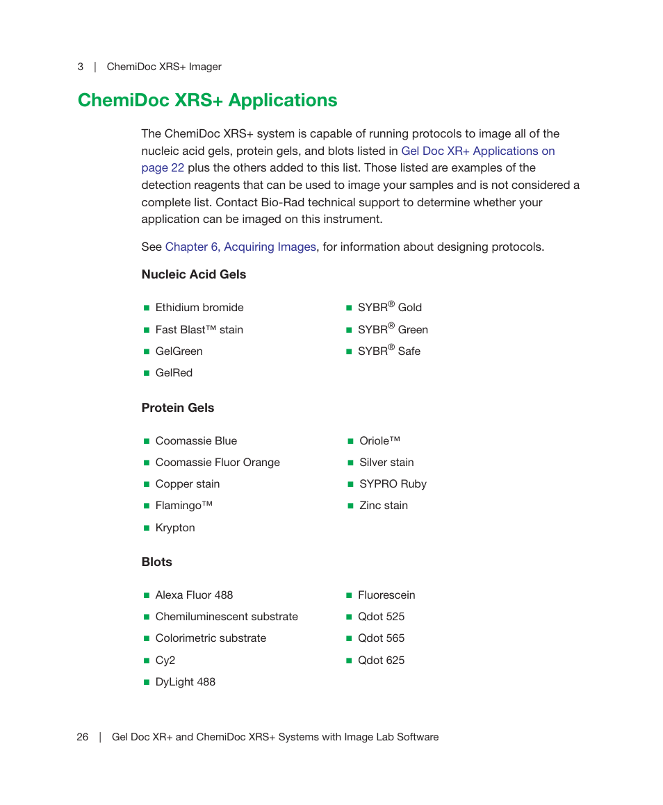 Chemidoc xrs+ applications BioRad Image Lab™ Software User Manual