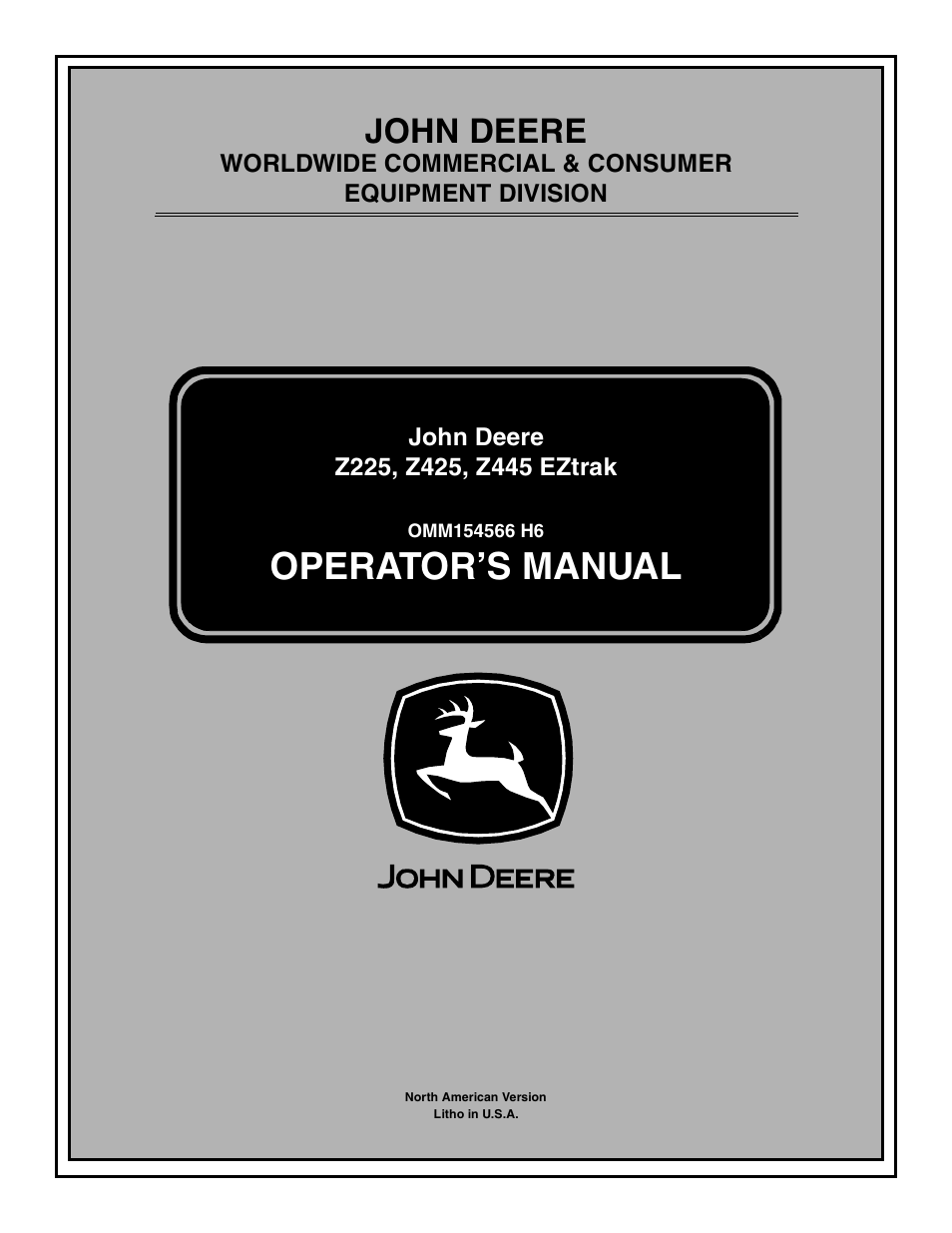 JOHN DEERE Z225 MANUAL PDF