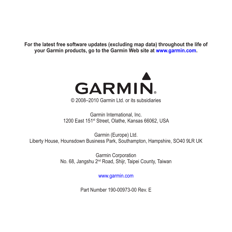 Garmin Nuvi 265W User Manual | Page 64 / 64 | Also for: nuvi 205 Series