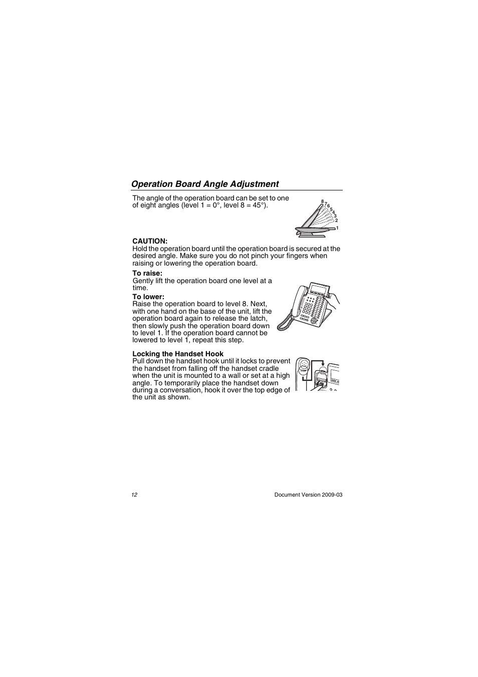 Operation board angle adjustment | Panasonic kx-dt343 User Manual