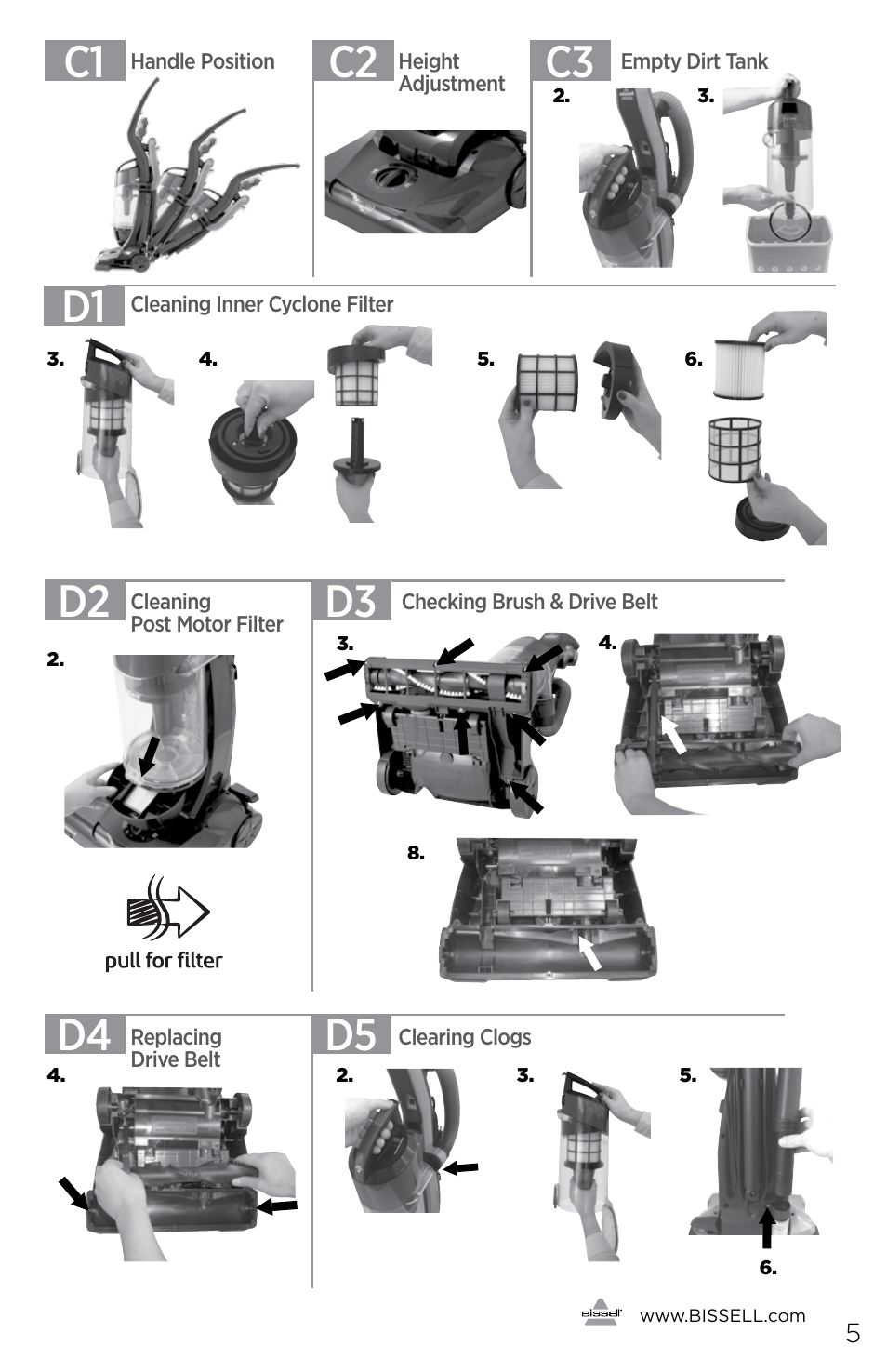 Bissell Powerforce 1401 series User Manual | Page 5 / 12