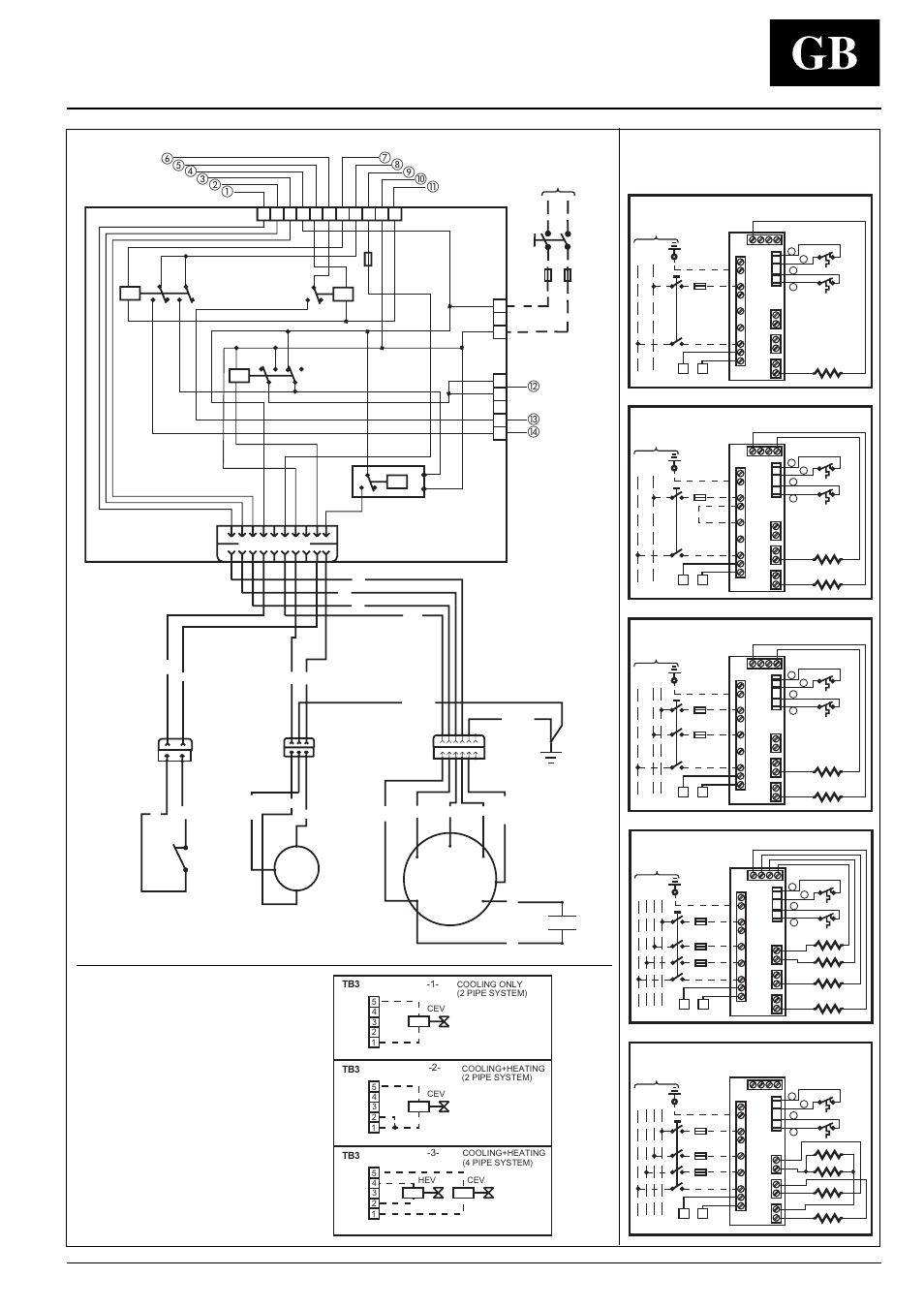 42 gw, Electric heater supply, Wiring diagram, standard version unit