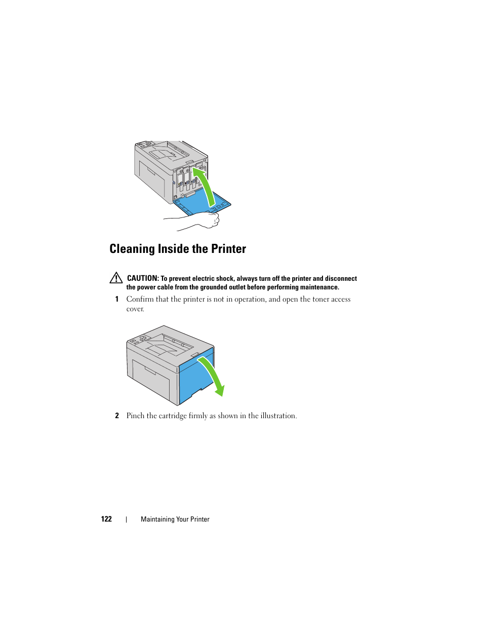 Cleaning inside the printer | Dell 1250c Color Laser Printer User