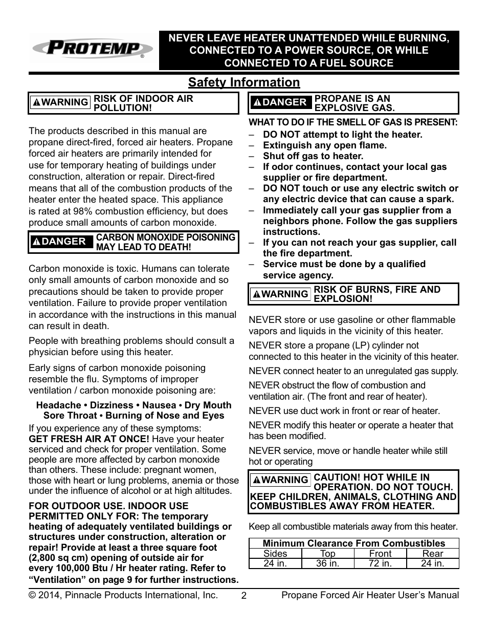 Safety information | ProTemp PT-150V-GFA User Manual | Page 3 / 16