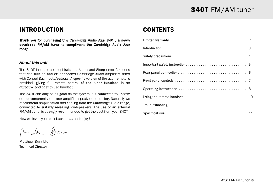 Cambridge Audio Azur 340T User Manual | Page 2 / 12