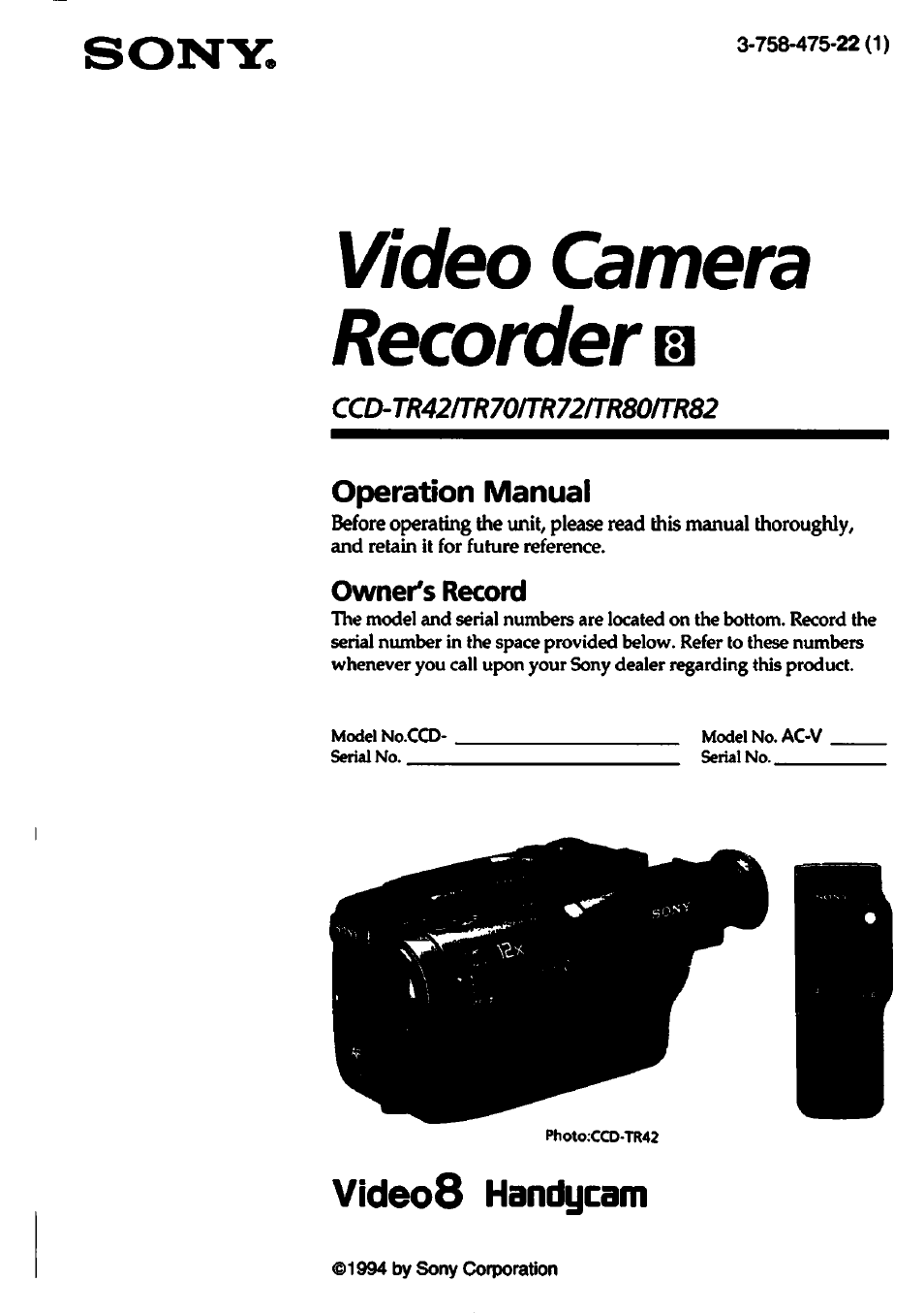 Sony handycam ccd-tr82 stereo 8mm video 8 camcorder battery review