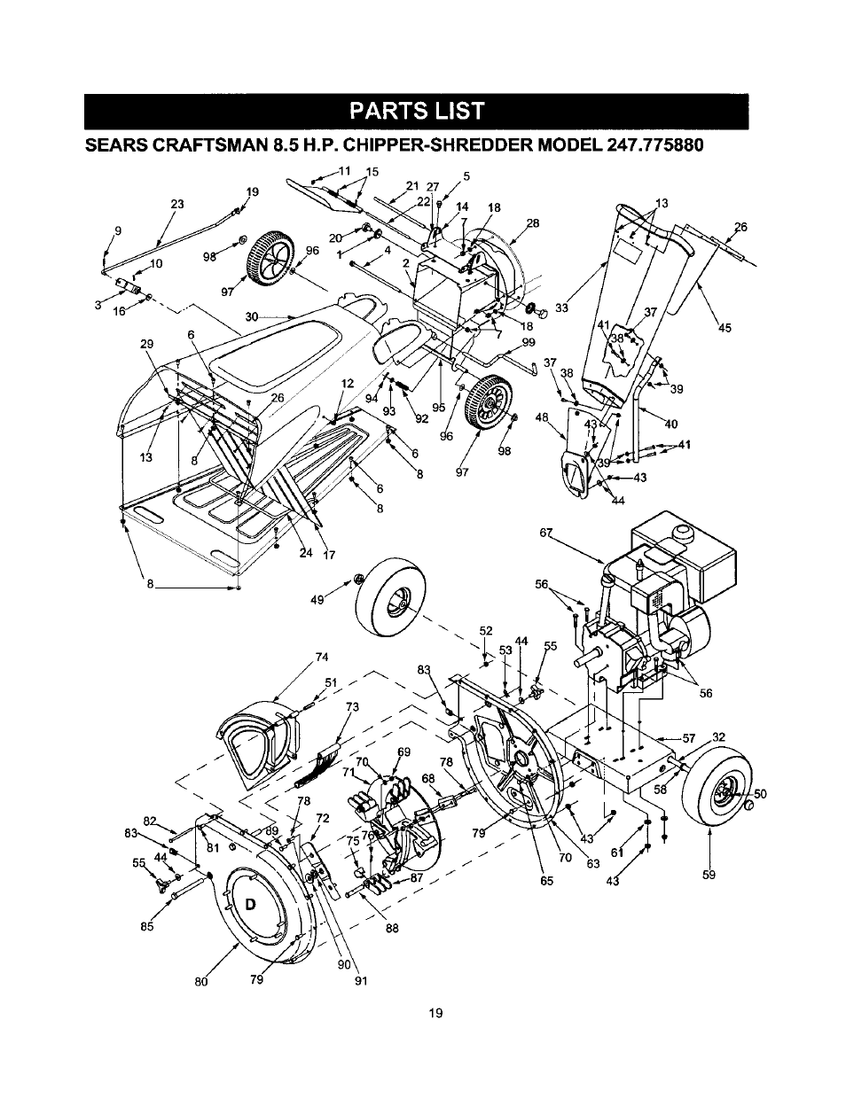 Parts list | Craftsman 247.775880 User Manual | Page 19 / 26
