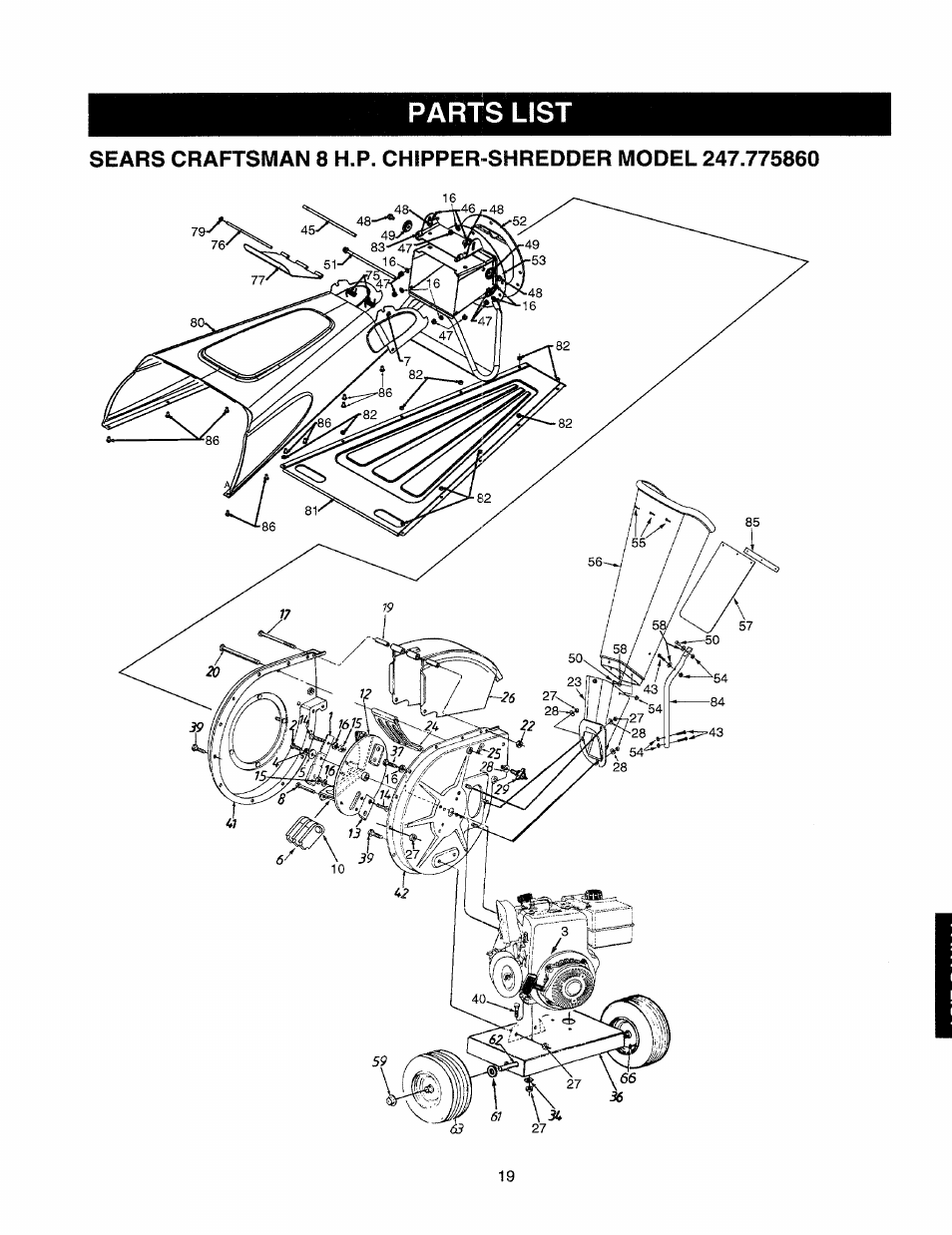 Parts list | Craftsman 247.775860 User Manual | Page 19 / 46