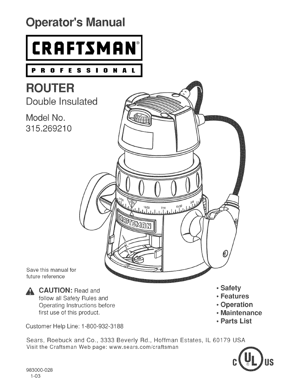 Craftsman 315.269210 User Manual | 22 pages