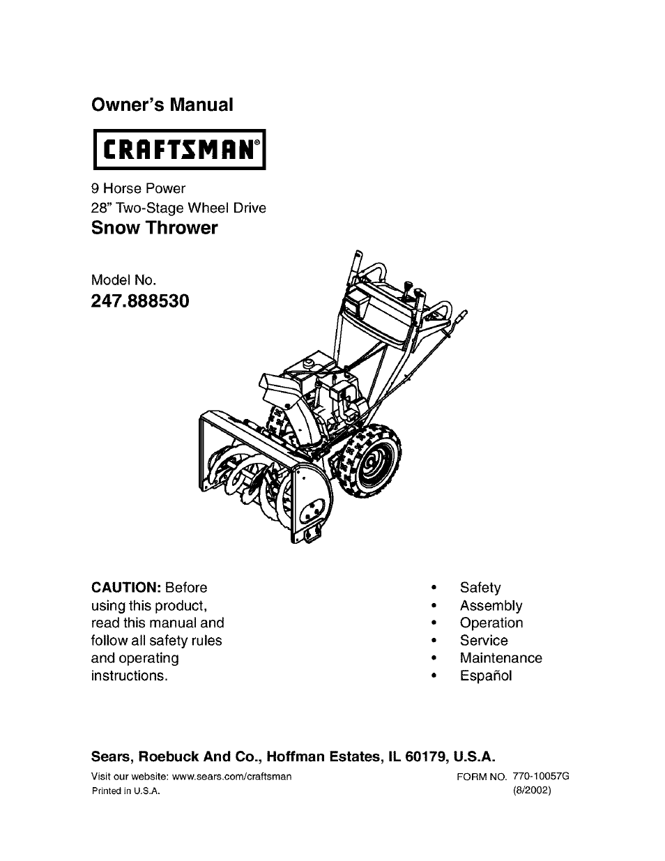 Craftsman 247.888530 User Manual | 64 pages