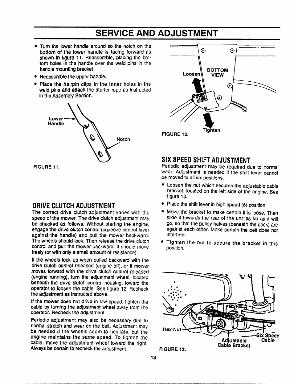 Service and adjustment | Craftsman 247.372900 User Manual | Page 13 / 24