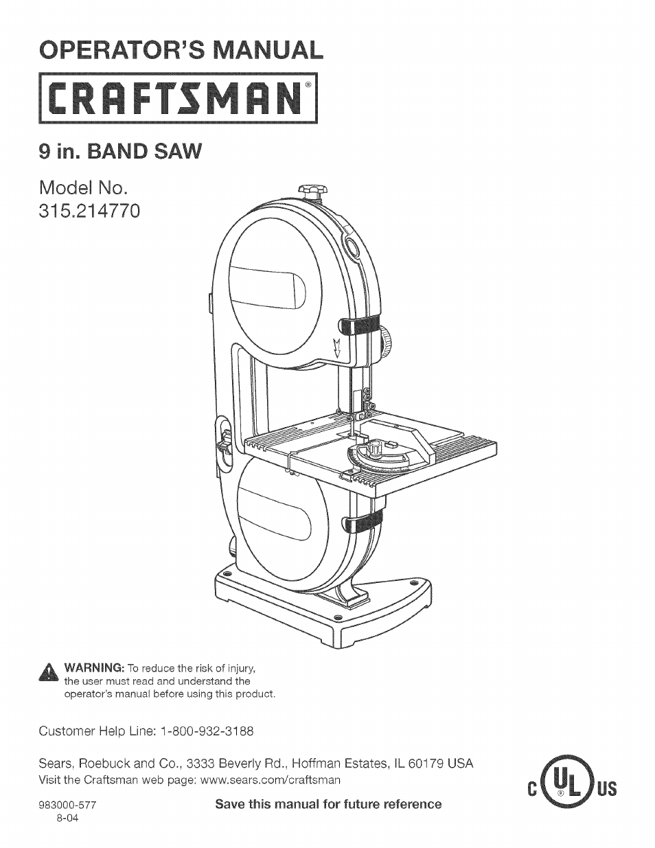 Craftsman 315.214770 User Manual | 32 pages