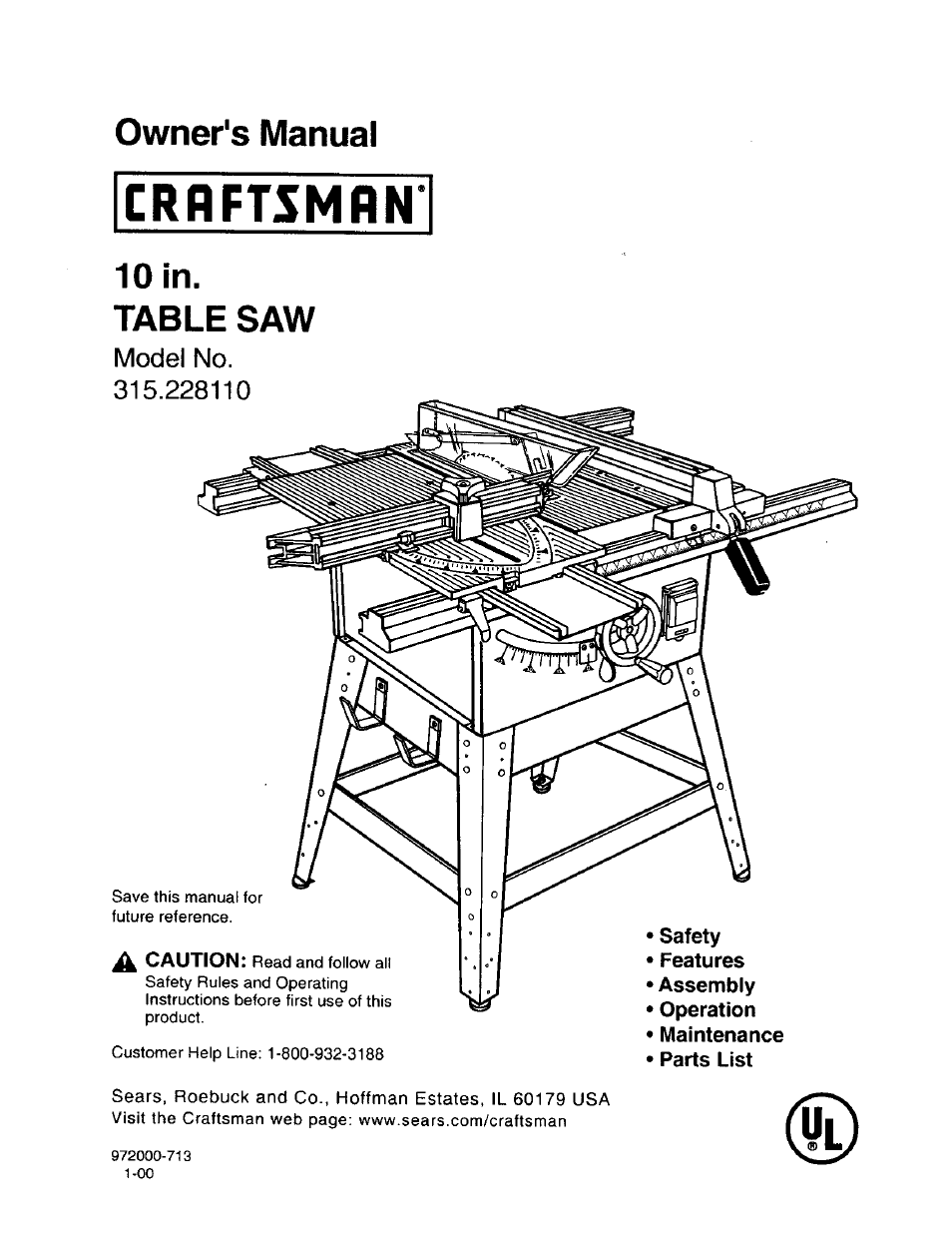 Craftsman 315.228110 User Manual | 54 pages