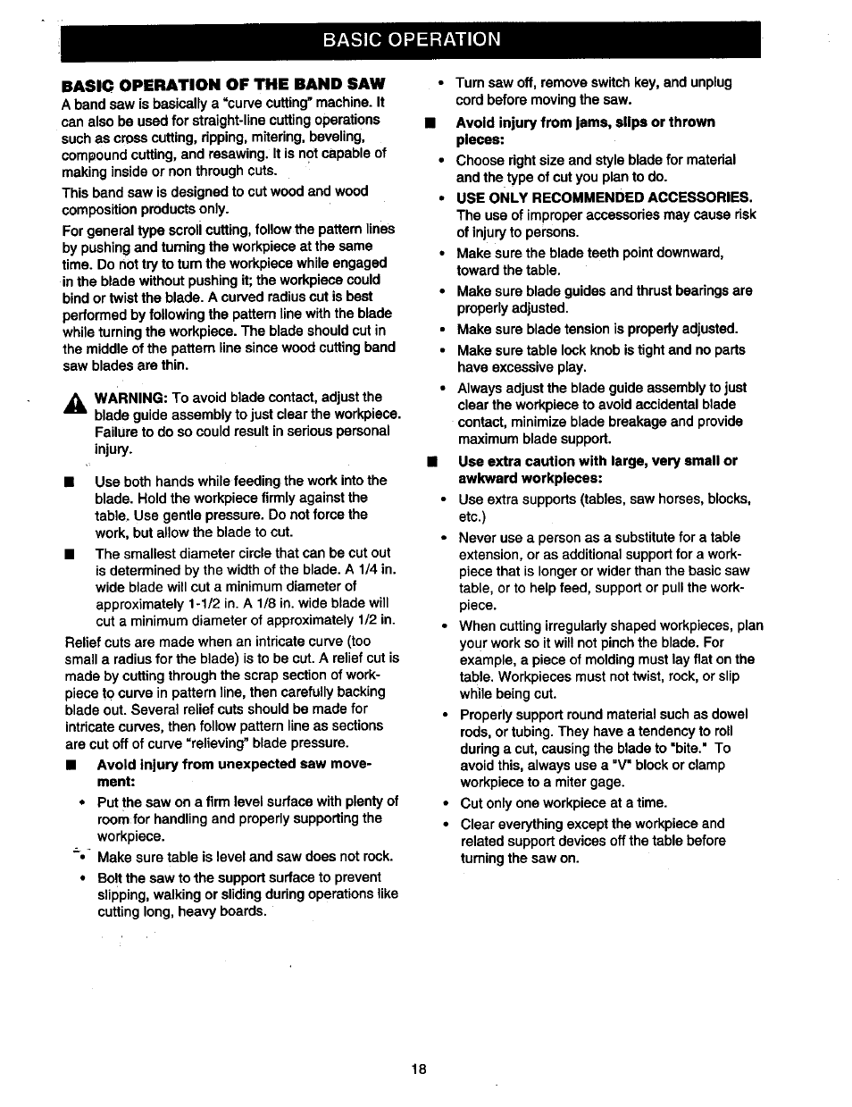 Basic operation | Craftsman 315.214490 User Manual | Page 18 / 32