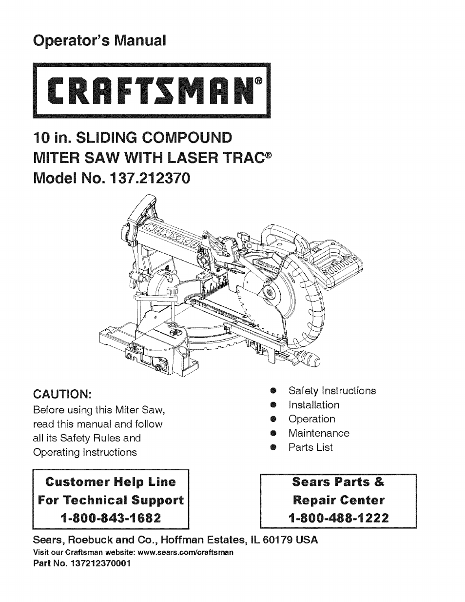 Craftsman 137.212370 User Manual | 30 pages