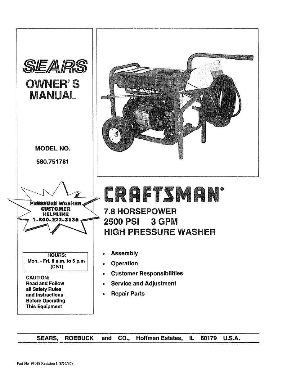 Craftsman 580.751781 User Manual | 28 pages