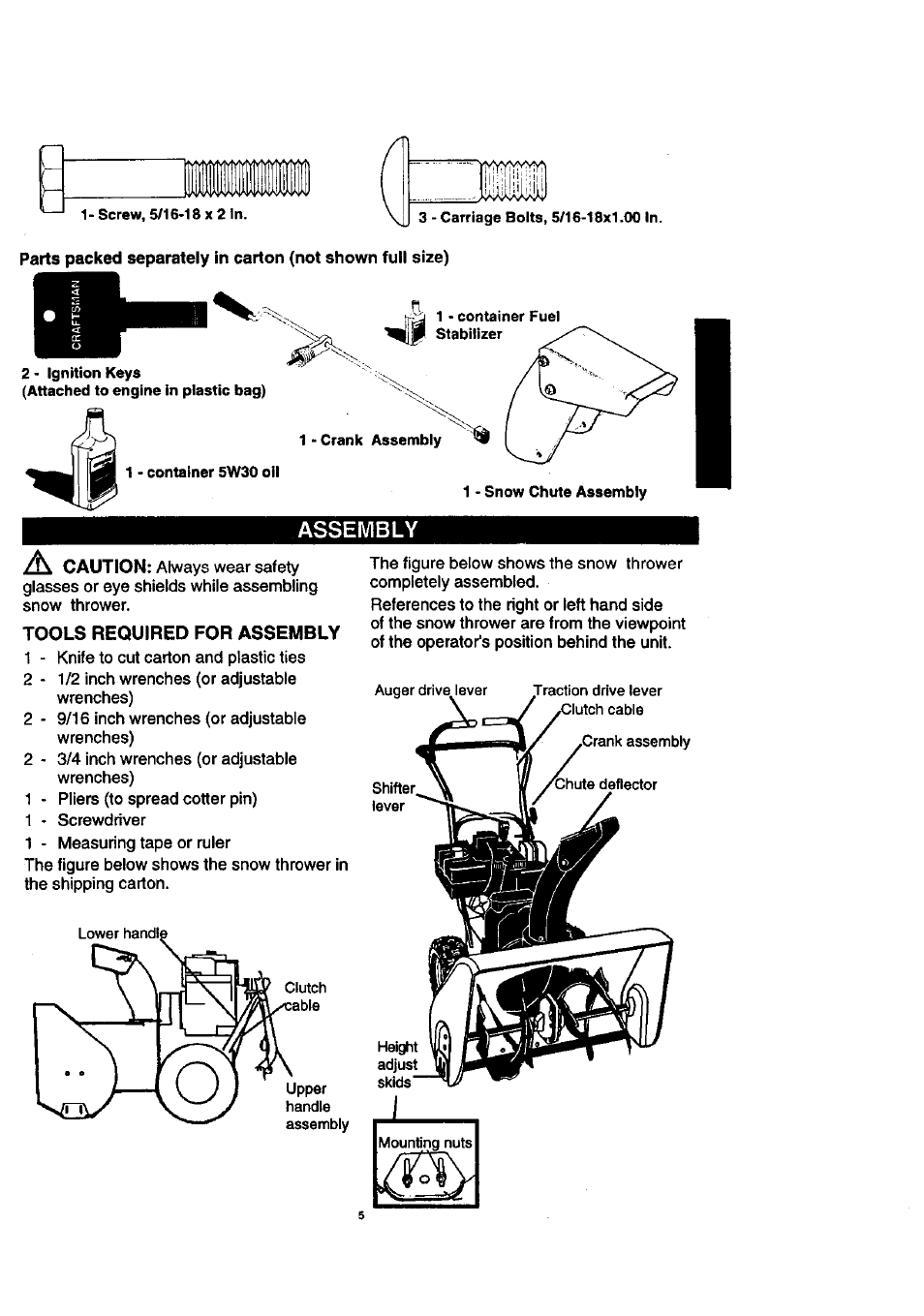 Tools required for assembly | Craftsman 536.886140 User Manual | Page 5